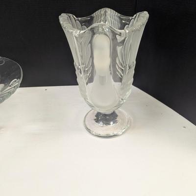 Frosted Swan Pitcher - Bubble Design Clear Glass Bowl - Fostoria Footed Bowl