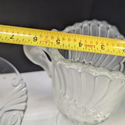 Frosted Swan Pitcher - Bubble Design Clear Glass Bowl - Fostoria Footed Bowl