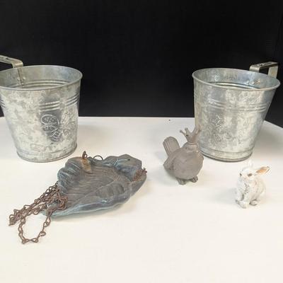 Deck Metal Plant Buckets & Whimsical Figures