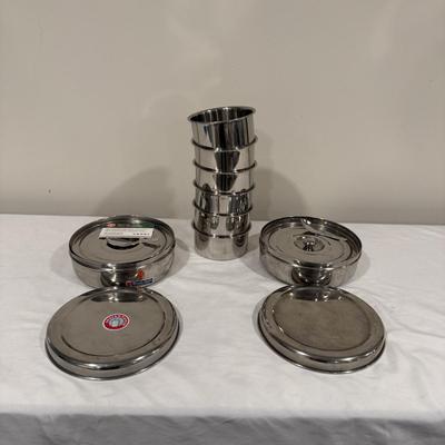 Two Massla Dabba Spice Boxes & Six Stainless Steel Bowls (BK-MG)