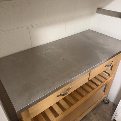 Stainless Steel Topped Wooden Rolling Cart (BK-MG)