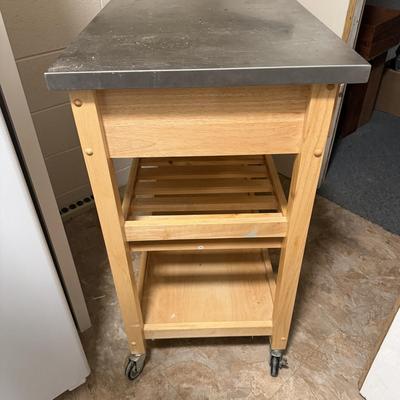 Stainless Steel Topped Wooden Rolling Cart (BK-MG)