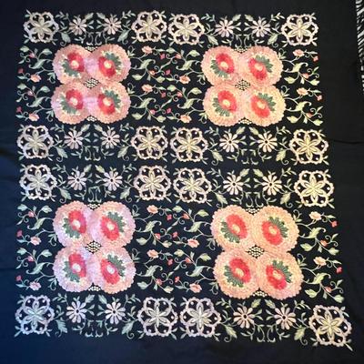 Embroidered Silk Piano Shawl (D-RG)