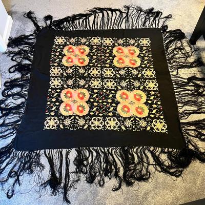 Embroidered Silk Piano Shawl (D-RG)