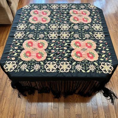 Embroidered Silk Piano Shawl (D-RG)