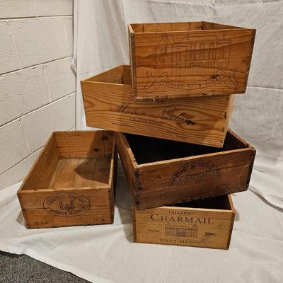 Five Wooden Wine Shipping Boxes (BS-JS)