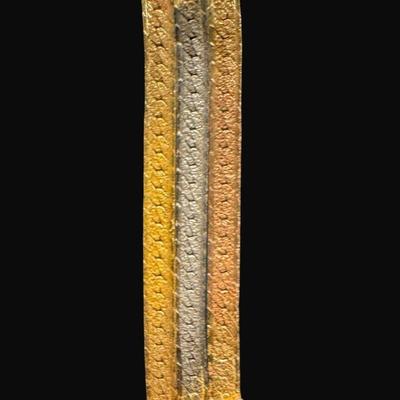 Sale Photo Thumbnail #7: These tri-color earrings are in the herringbone style and measure 1" in length.  Age related wear.  A Successful wire transfer is required for shipping/No Credit Card. (1.24 grams) [KB]