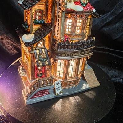 Lemax “Lucy’s Chocolate Shop” Lighted Christmas Village Building – Illuminated Porcelain Holiday Collectible