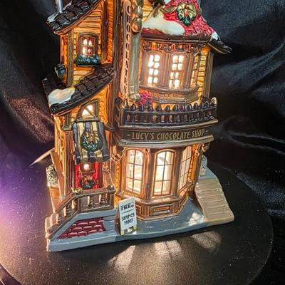 Lemax “Lucy’s Chocolate Shop” Lighted Christmas Village Building – Illuminated Porcelain Holiday Collectible