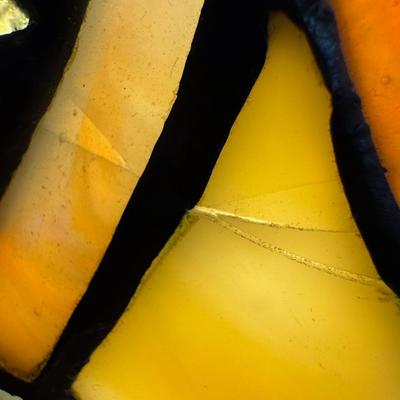 Sale Photo Thumbnail #15: This piece has age related wear including some minor cracks on the smallest pieces of glass.  Dimensions 23" H x 16" diameter.  No shipping on this piece. [JP]