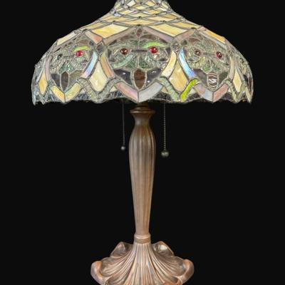 Sale Photo Thumbnail #14: This piece has age related wear including some minor cracks on the smallest pieces of glass.  Dimensions 23" H x 16" diameter.  No shipping on this piece. [JP]