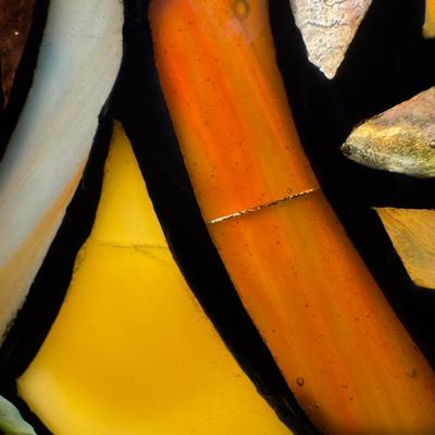 Sale Photo Thumbnail #16: This piece has age related wear including some minor cracks on the smallest pieces of glass.  Dimensions 23" H x 16" diameter.  No shipping on this piece. [JP]