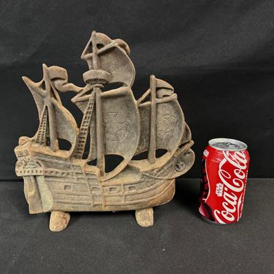 Cast Iron Galleon Ship Doorstop