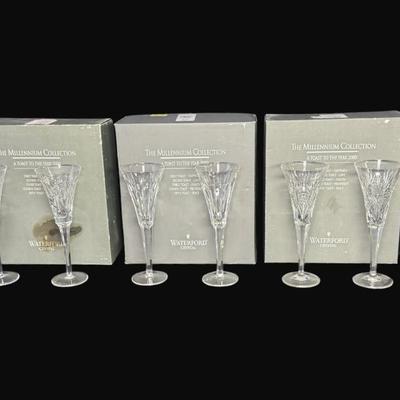 Sale Photo Thumbnail #28: This assortment includes Peace, Happiness, Love, Health & Prosperity.  Original boxes may have age related wear.  Flutes are all intact without chips.  [CS]