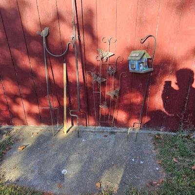 Shepherd's hook lot, one of them over 6' tall, 4 pieces total