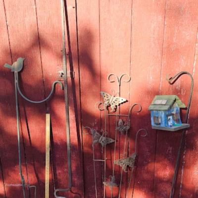 Shepherd's hook lot, one of them over 6' tall, 4 pieces total