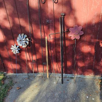 Shepherd's hook lot, 2 large hooks over 5' tall, 6 pieces total