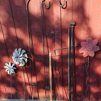 Shepherd's hook lot, 2 large hooks over 5' tall, 6 pieces total