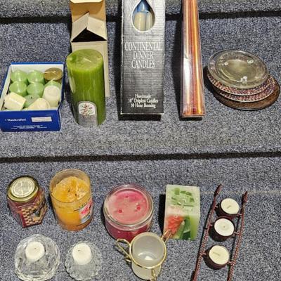 Candle lot/ash trays, misc