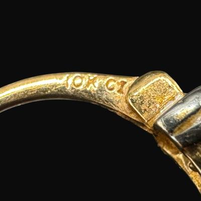 Sale Photo Thumbnail #46: **WIRE TRANSFER IS REQUIRED IF SHIPPED.** [2.05g] These earrings feature six diamonds each. Diamonds were confirmed by Presidium Duotester.  Age related wear. **ALL PRECIOUS METALS SALES ARE FINAL. NO REFUNDS WILL BE GIVEN FOR ANY REASON.** [KB]