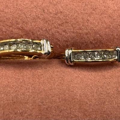 Sale Photo Thumbnail #47: **WIRE TRANSFER IS REQUIRED IF SHIPPED.** [2.05g] These earrings feature six diamonds each. Diamonds were confirmed by Presidium Duotester.  Age related wear. **ALL PRECIOUS METALS SALES ARE FINAL. NO REFUNDS WILL BE GIVEN FOR ANY REASON.** [KB]