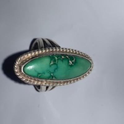 Twisted Silver Ring with Turquoise Stone