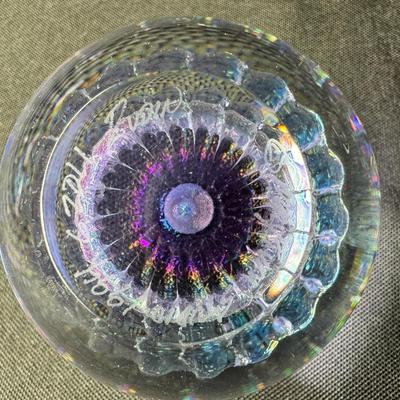 Sale Photo Thumbnail #83: Includes Joe St. Clair, Maytum Studio signed art glass, and Simon Pearce signed paperweights. Total of three pieces. [CS]