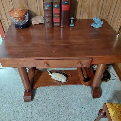 Sale Photo Thumbnail #14: This solid wood antique desk. Dimensions are 29" Tall 42" Wide & 26" deep