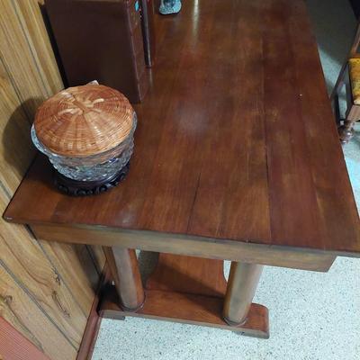 Sale Photo Thumbnail #15: This solid wood antique desk. Dimensions are 29" Tall 42" Wide & 26" deep
