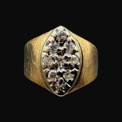 Sale Photo Thumbnail #108: **WIRE TRANSFER IS REQUIRED IF SHIPPED.** [3.94g] This diamond cluster ring features eight prong-set diamonds, each approximately .10 carat. Gold content confirmed using Niton XRF precious metals analyzer. **ALL PRECIOUS METALS SALES ARE FINAL. NO REFUNDS