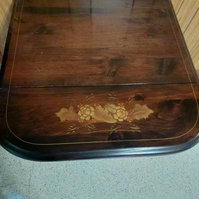 Sale Photo Thumbnail #22: A very unique painted rolling cart. Would make a great bar cart. Dimensions are 29" tall 34" wide ( open) &27" deep