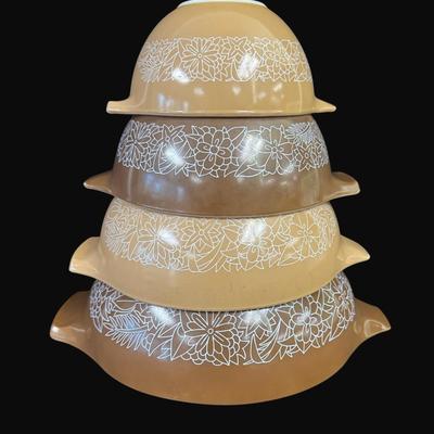 Sale Photo Thumbnail #122: Woodland pattern in both brown and tan. Numbers 441, 442, 443, and 444. Set of four. [CS]