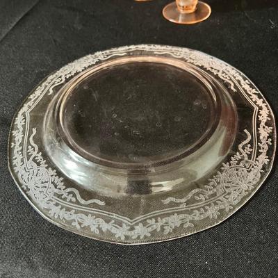 Fostoria Pink & Green Stemmed Glasses Plus More (LR-RG)