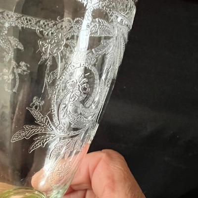 Fostoria Pink & Green Stemmed Glasses Plus More (LR-RG)