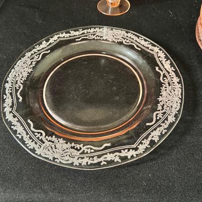 Fostoria Pink & Green Stemmed Glasses Plus More (LR-RG)