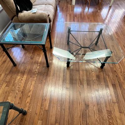 Matching Beveled Glass Top Coffee & Side Table (D-RG)