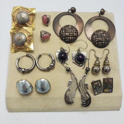 Nine Pair of Earrings-Sterling, 14K and More (ST-KD)