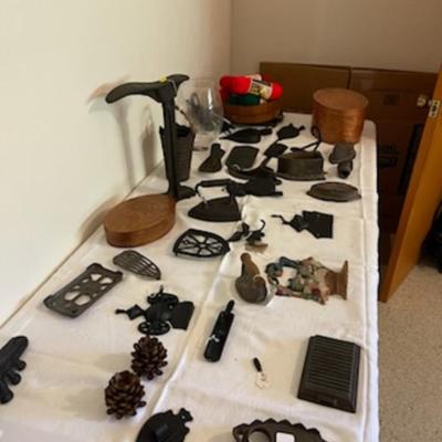 Sale Photo Thumbnail #39: A great lot of vintage irons and other cast iron items