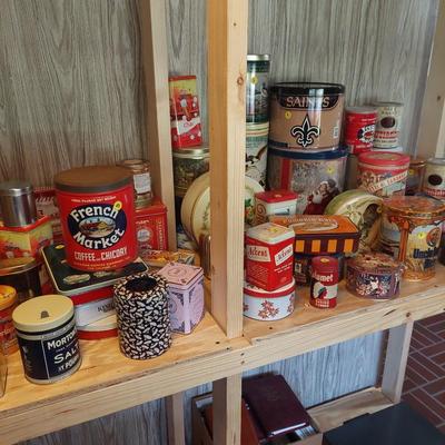 Sale Photo Thumbnail #42: A great lot of some unique tins. Some are vintage