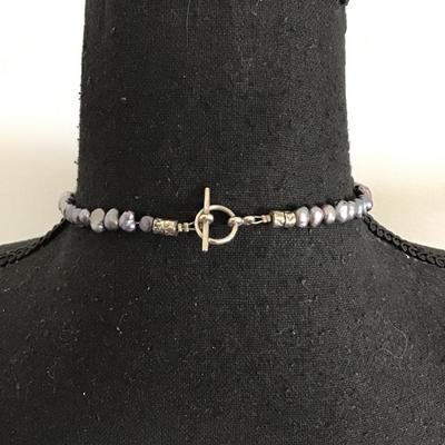 Beautiful handcrafted, genuine, pearl, crystal bead, moonstone, choker, toggle necklace