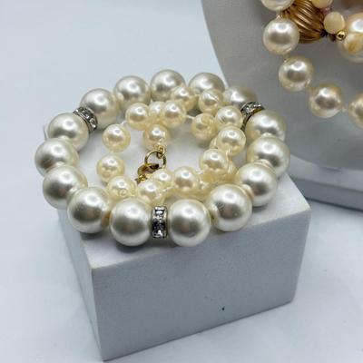 LOT 45J: Collection of Faux Pearl Necklaces & Bracelet