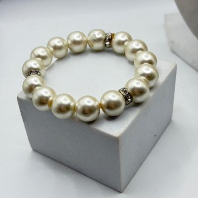 LOT 45J: Collection of Faux Pearl Necklaces & Bracelet