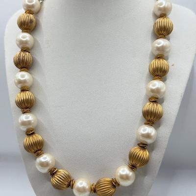 LOT 45J: Collection of Faux Pearl Necklaces & Bracelet