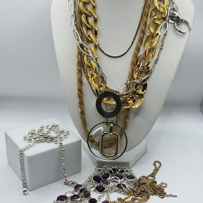 LOT 46J: Goldtone & Silvertone Necklaces: Napier, Nine West & More