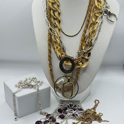 LOT 46J: Goldtone & Silvertone Necklaces: Napier, Nine West & More