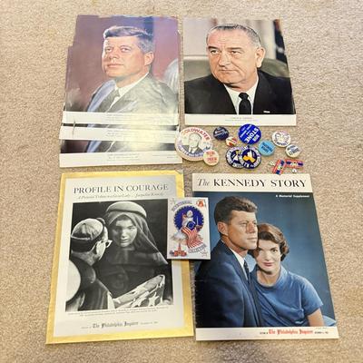 LOT 107B: JFK Portraits, The Kennedy Story, Political Buttons & More