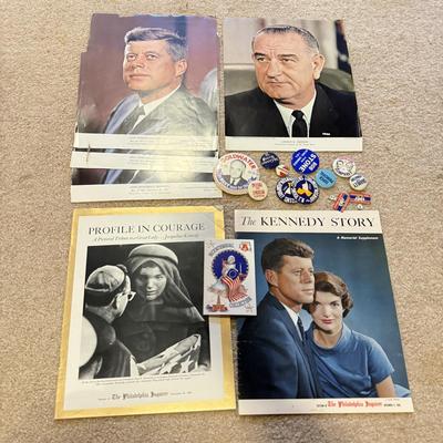 LOT 107B: JFK Portraits, The Kennedy Story, Political Buttons & More