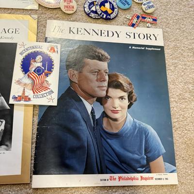 LOT 107B: JFK Portraits, The Kennedy Story, Political Buttons & More