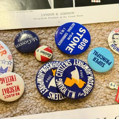 LOT 107B: JFK Portraits, The Kennedy Story, Political Buttons & More