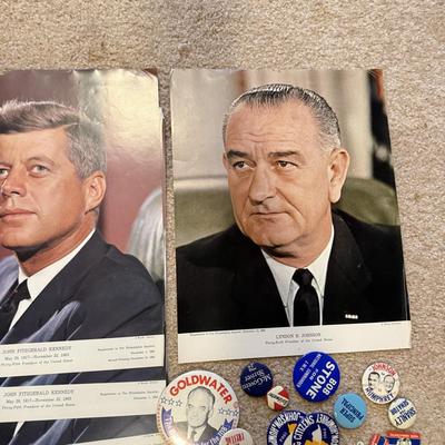LOT 107B: JFK Portraits, The Kennedy Story, Political Buttons & More